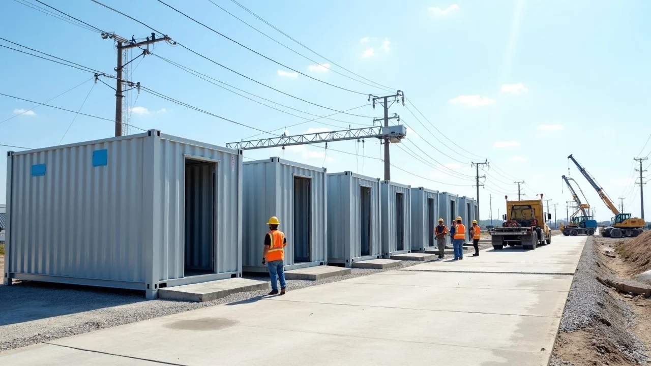 Custom container offices by ManCo Rentals & Sales at Louisiana infrastructure site