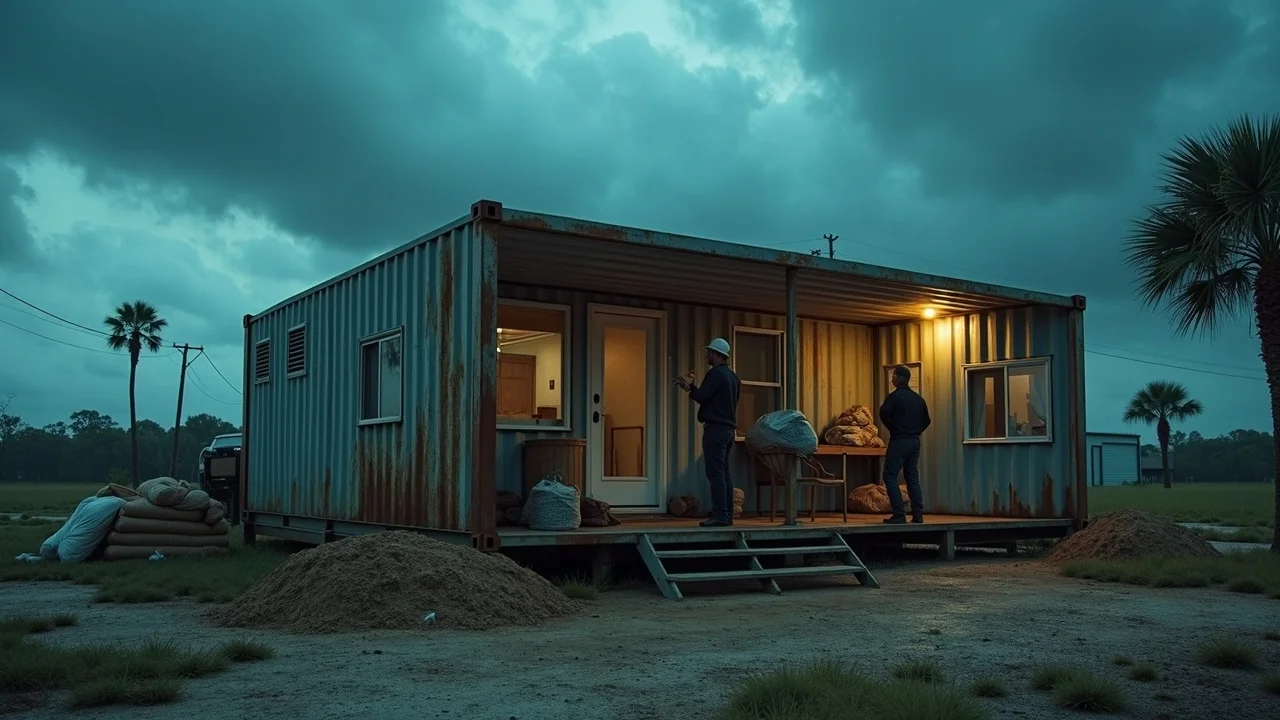 Shipping container home with storm reinforcements—hurricane-resistant container buildings in Louisiana