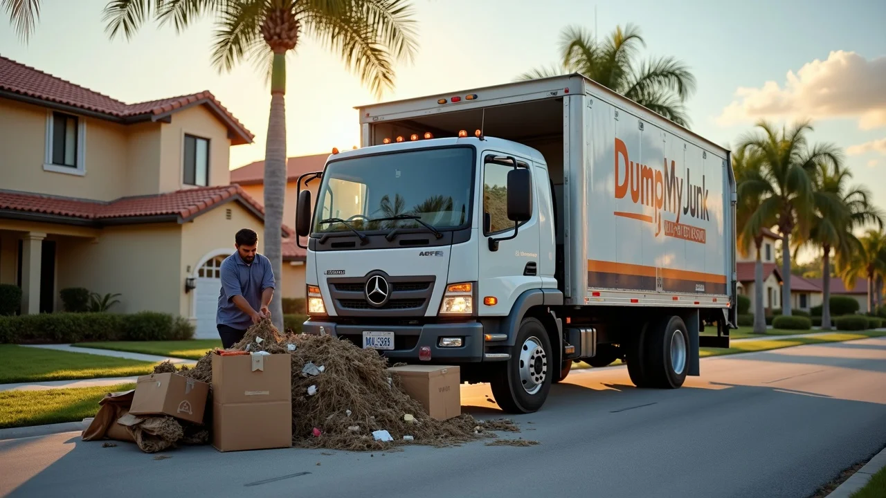 Reliable Tampa junk removal crew loading debris into truck