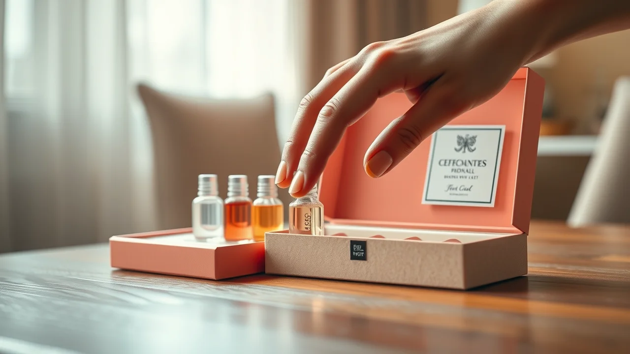 Perfume discovery set with mini eau de parfum bottles, perfect for trying scents suited for travel